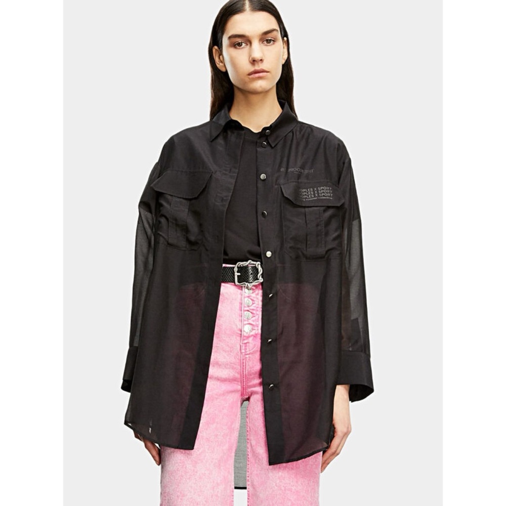 Kooples Sport Black Cotton-Silk Cropped Shirt